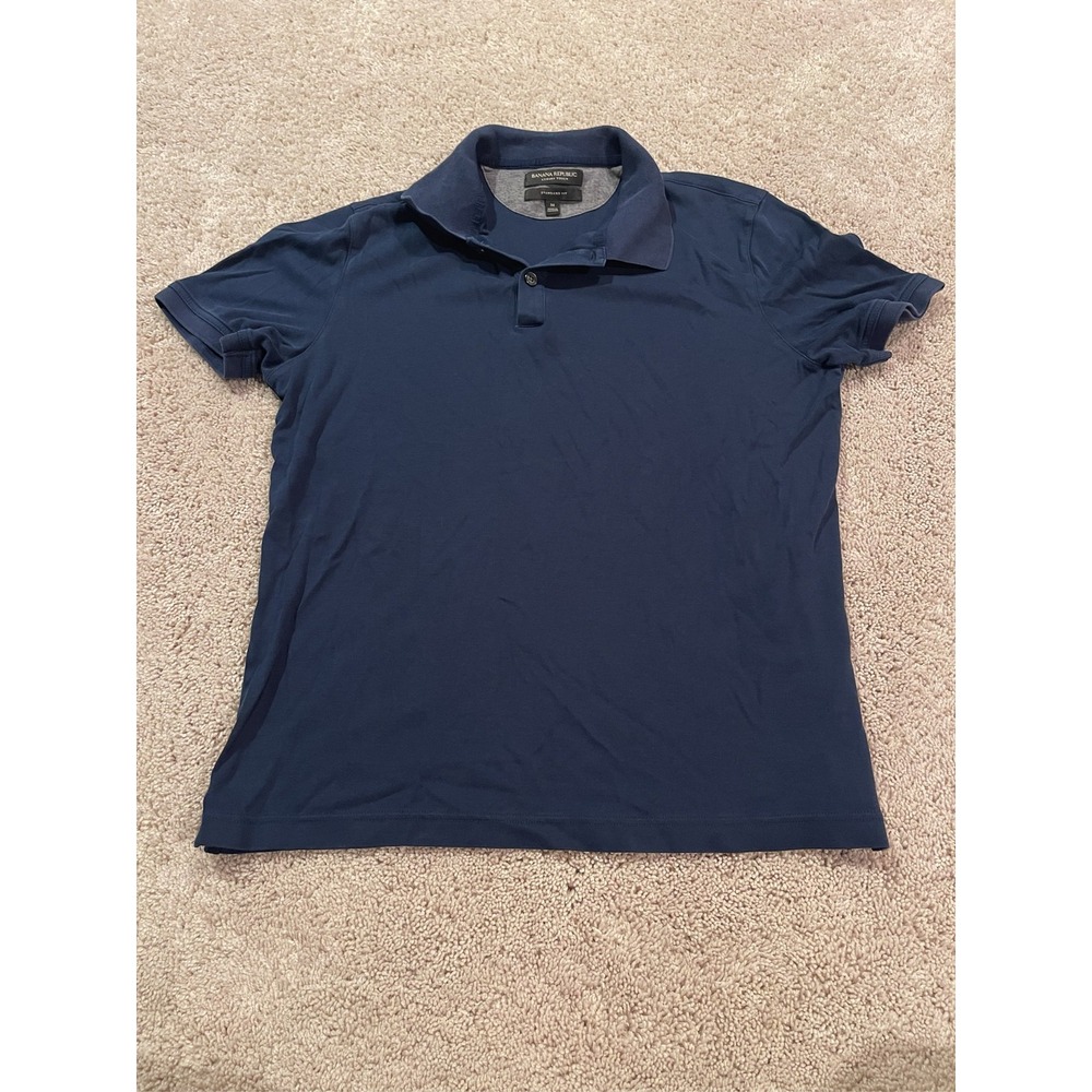 Banana Republic Mens Luxury Touch Polo Shirt Navy Blue Standard Fit Size L